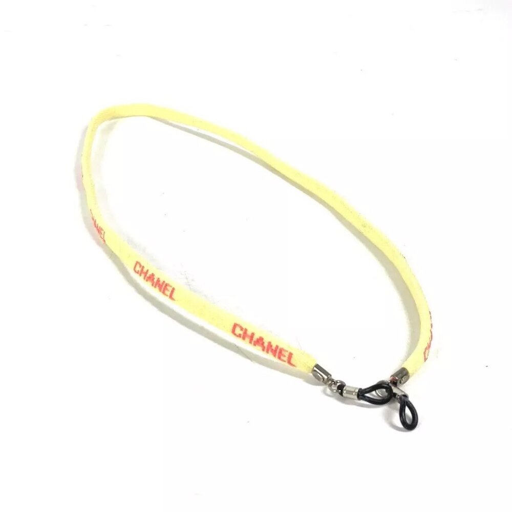 CHANEL Eyewear Sunglasses Glasses 00T glass cord glasses strap Canvas yellow